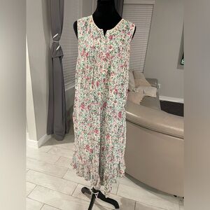 Vintage HONORS cotton floral print sleeveless nightgown dress M